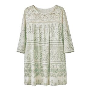 FREE PEOPLE Sun Daze Midi Shift Dress Ivory Lace Size XL